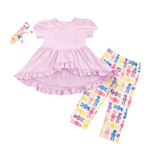 Ma & Baby От 1 до 5 лет Пасхальный комплект одежды для девочек, топы с оборками, штаны с кроликом, летняя детская одежда для девочек 2024 - купить недорого