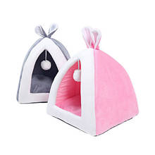 Pink Rabbit Ear Plush Dog Cat Pet Bed House Memory Cotton Nest Warm Super Soft Pet Basket Puppy Cushion Mat Cat Pets Supplies 2024 - купить недорого