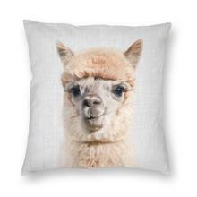 Capa de almofada alpaca de lã fofa, dupla face, estampa 3d, padrão animal, capa de almofada, para sofá, fronha, decoração de casa 2024 - compre barato
