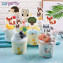 forest animals cake decoration Cake Topper Wedding Cupcake Decoration Happy Birthday Party decoration kids Baby shower supplies 2024 - buy cheap