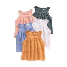 Camiseta de linho para bebês meninas, roupas infantis de verão para recém-nascidos e confortáveis, roupas de algodão de linho para crianças de 1-4 anos 2024 - compre barato