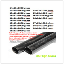 2pcs 1000mm(1M) 3k Carbon Fiber Tube 14mm 15mm 16mm 17mm 18mm Roll Wrapped Light Weight High Strength High Corrosion Resistance 2024 - buy cheap