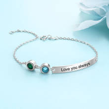 Personalized Engraved Name Bracelet with 2 Birthstone Custom Initial Bracelets & Bangles for Women BBF Gifts 2024 - buy cheap