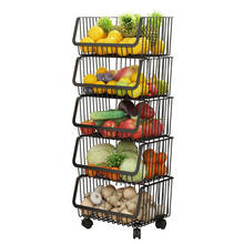 Suporte de rack para armazenamento, rack de aço carbono preto para organizar vegetais, frutas, cozinha, chão de casa com rodas, prateleira móvel multicamada 2024 - compre barato