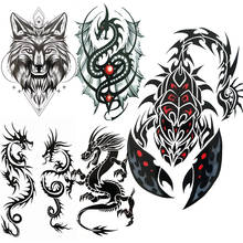 Scorpion King Fake Temporary Tattoos For Men Women Black Geometric Wolf Tattoo Sticker Creative Dragon Wings Tatoos Body Art Arm 2024 - buy cheap