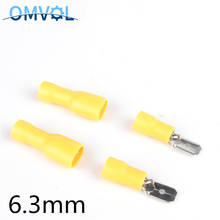 6.3mm Yellow 25 Female 25 Male Spade Insulated Electrical Crimp Terminal Connectors 2024 - buy cheap