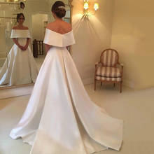 Vestido de casamento de cetim branco simples 2020 para as mulheres maneira fora do ombro vestido de noiva barato para medir novia robe mariage 2024 - compre barato