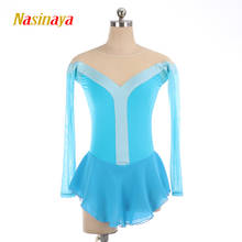 Nasinaya-vestido de Patinaje artístico para niña y mujer, falda de Patinaje sobre hielo de competición personalizada, Patinaje para gimnasia, azul 2024 - compra barato