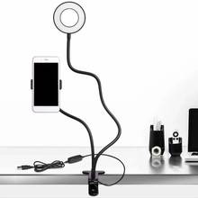 Clip On Led Selfie Ring Light With Cell Phone Holder Flexible Dimmable Make up Lamp Desk Table Lamp Photo Studio For Live Stream 2024 - buy cheap