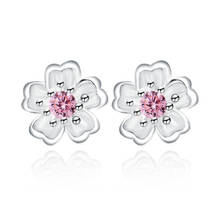 Everoyal Fashion Silver Plated Earrings For Women Jewelry Cute Pink Crystal Stud Earrings Female Accessories Cherry Girls 2024 - buy cheap