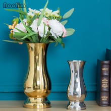 Florero de Metal para decoración del hogar, florero moderno minimalista de acero inoxidable, con adornos artesanales, de mesa en oro y plata 2024 - compra barato