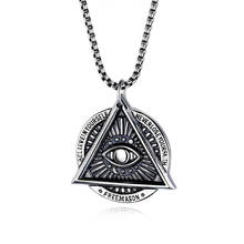 Retro punk masonic olho do diabo pingente colar hip hop masculino pingente de aço inoxidável moda festa religiosa jóias presente 2024 - compre barato