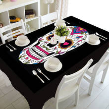 Gothic Day of the Dead Sugar Skull with Cross Table Cloths Waterproof Halloween Skull Skeleton Tablecloths Dining Table Decor 2024 - buy cheap