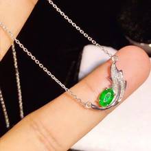 Natural green Emerald Necklace natural gemstone Pendant Necklace S925 silver Elegant Leaves fly wing girls women party Jewelry 2024 - buy cheap