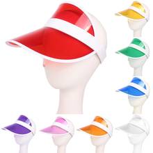 Chapéu de proteção solar, chapéu da moda para esportes ao ar livre, de plástico transparente, chapéu com viseira, cores de doces em pvc, proteção solar 2024 - compre barato