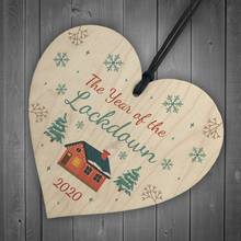2020 Christmas Year Of The Lockdown Wood Heart Shape Tree Decoration Ornaments Wooden Board Hanging Gift Decor Xmas 2024 - buy cheap
