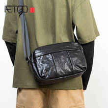 AETOO мужская кожаная сумка через плечо, на каждый день топ из яловой выделанной кожи индивидуальная Наплечная Сумка, мужские кожаные модные маленькая сумка 2024 - купить недорого