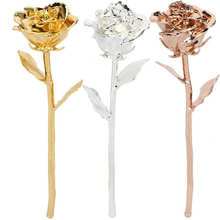 Flor rosa de haste longa 24k folha dourada, presentes mergulhados com folhas coleção de artesanato para presente de dia dos namorados, decoração de casamento 2024 - compre barato
