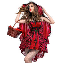 Disfraz de Caperucita roja para mujer adulta, disfraz de fantasía para Halloween, vestido de fiesta de cuento de hadas, traje de Cosplay 2024 - compra barato