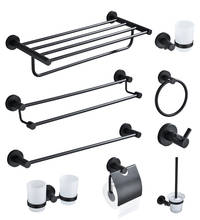 Set de accesorios de baño, soporte negro para escobilla de baño, soporte de papel, barra de toalla, soporte para toallas, juego de estantes de baño de accesorios de baño 2024 - compra barato