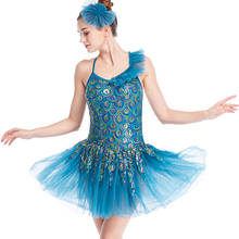 Vestido de baile de Ballet con lentejuelas para mujer, tutú de Ballet, leotardo de baile para adultos, traje de bailarina azul, JL1467 2024 - compra barato