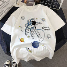 Camiseta com estampa gráfica astronauta, camiseta feminina branca, estética, harajuku, nova moda de verão, 2021 2024 - compre barato