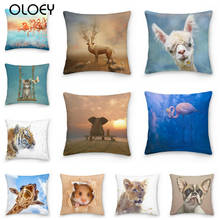 Mouse Hamster Giraffe Tiger Cat Dog Cushion Cover Decorative Sofa Pillowcase Animal Polyester Pillow Cover Home Decor 45X45CM 2024 - buy cheap