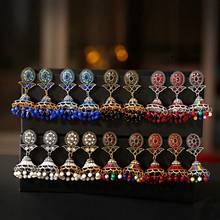 Indian Earrings For Women Jhumka Corful Beads Tassel Bells Earrings Craved Flower Afghan Egypt Gypsy Turk Ethnic Jewelry 2024 - buy cheap