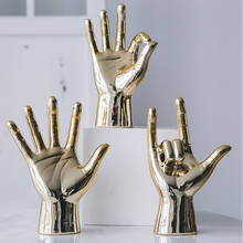 Nordic Gold Plating Porcelain Gesture Finger Figurines Modern Ornaments Crafts Home Room Decoration Desktop Statue Gifts 2024 - buy cheap