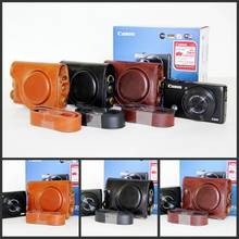 Funda de cámara Vintage de cuero Pu para Canon Powershot s110 S120 con correa negra café marrón 2024 - compra barato