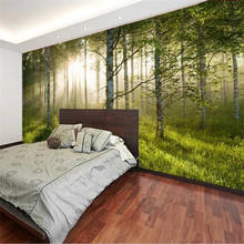 Custom wallpaper 3d straight tree mural in the forest HD living room bedroom TV background wall painting papel de parede 3d обои 2024 - buy cheap
