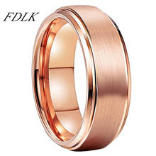 FDLK 8 мм мужское обручальное кольцо из нержавеющей стали, розовое золото, скошенные края, матовая отделка, удобная посадка, индивидуальная Настройка 2024 - купить недорого