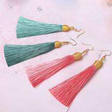 Fashion Bohemian Tassel Alloy Long Earrings White Red Silk Fabric Pendant Pendant Tassel Earrings Women 2020 Jewelry 2024 - buy cheap