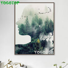 Pintura de diamantes 5D DIY, mosaico bordado de diamantes de imitación de chica, niebla, bosque, paisaje natural, arte de pared YY4576 2024 - compra barato