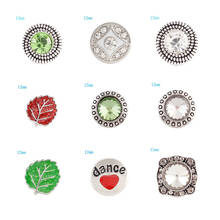 DANCE Leaves 12mm Rhinestone Charms  Metal snap button  DIY jewelry   KS2015 2024 - buy cheap