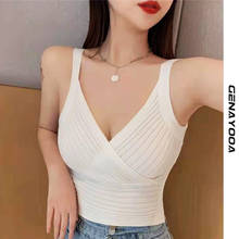 Genayooa Summer 2021 Knitted Top Femme Sexy Crop Top Women Clothes Y2k Sleeveless Cross Camis Tank Top Korean Cropped Feminino 2024 - buy cheap