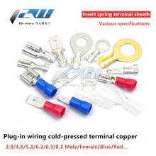 20pcs Plug-in wiring cold-pressed terminal copper connector 6.3/4.8/2.8MM plug spring terminal piece sheath female connector 2024 - buy cheap