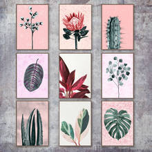 Imágenes de plantas tropicales, Cactus, Monstera, hoja de Aloe, lienzo, arte de pared, carteles nórdicos e impresiones para sala de estar y guardería 2024 - compra barato