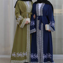 Рамадан открытая абайя кимоно Дубай Турция Кафтан мусульманский кардиган Abayas платья для женщин повседневный халат женский кафтан мусульманская одежда 2024 - купить недорого