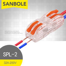 SPL-2 de bloque de terminales de conexión rápida, conector de unión a tope de cable de doble fila, Conector de lámpara para el hogar, dos pulgadas y dos salidas, 50 unids/lote 2024 - compra barato