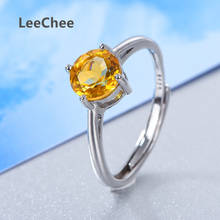LeeChee 100% natural citrine ring for women daily wear round 7mm yellow gemstone fashion jewelry Real 925 Solid Sterling Silver 2024 - buy cheap
