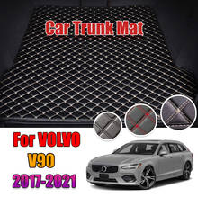 Custom Leather Car Trunk Mats For Volvo V90 2017-2021 Rear Trunk Floor Mat Tray Carpet Mud 2024 - buy cheap