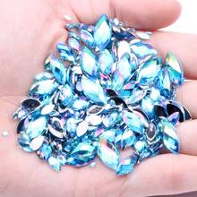 3x6mm 1000pcs AB Colors Acrylic Rhinestones Flat Back Marquise Earth Facets Glue On Beads DIY 3D Nails Art Decorations 2024 - buy cheap
