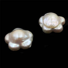 Free Shipping 2Pcs 15-18mm White Flower Button Baroque Natural Freshwater Pearl Beads No Hole 2024 - buy cheap