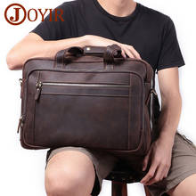 JOYIR Vintage Crazy Horse Leather Men Briefcase 15.6" Laptop Bag Office Messenger Shoulder Bags Handbag Totes Male 2021 New 2024 - buy cheap