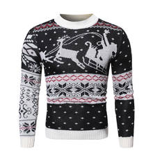 Men Causal O Neck Deer Printed Sweater  Autumn Winter Christmas Pullover Knitted Jumper Sweaters Slim Fit Male Clothes 2024 - buy cheap