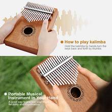 Kalimba africano de 17 teclas, piano com dedo de madeira sólida sanza mbira calimba para jogar com violão, instrumentos musicais 2024 - compre barato