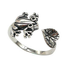 Bocaia novo anel em prata pura s925 retrô compacto com design requintado fofo sapo folha de lótus anel feminino 2024 - compre barato