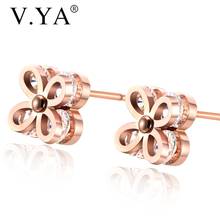 V.YA Stainless steel Luxury Rhinestone Crystal Stud Earrings Gold Color Bling Earring Women Wedding Jewelry For Girlfriend gifts 2024 - buy cheap