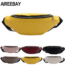 AIREEBAY Leather Fanny Pack For Women Waist Bag Casual Waterproof Antitheft Ladies Walking Belts Bag Brand Chest Bags 2024 - buy cheap